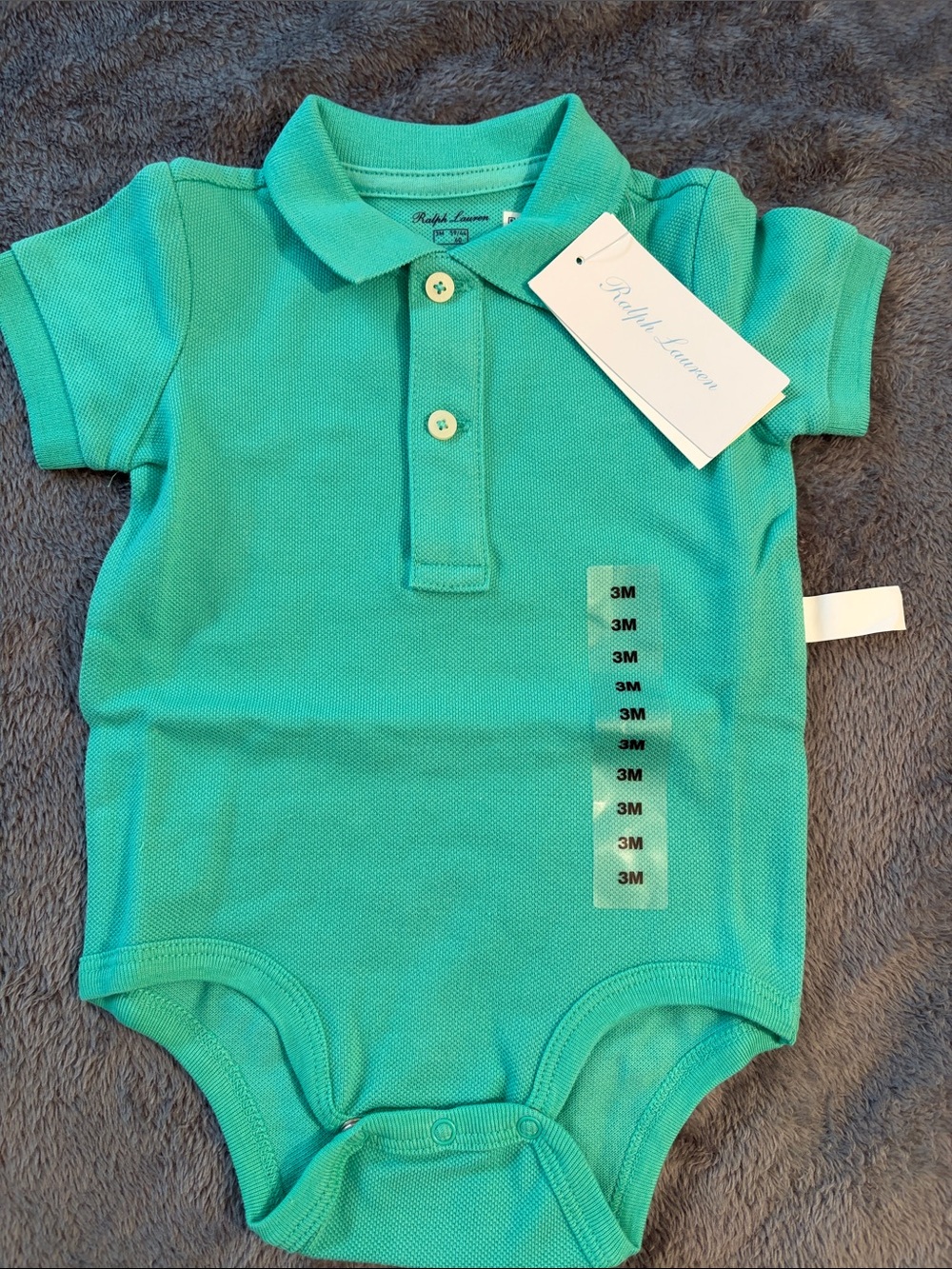 Ralph Lauren Teal Polo Baby Onesie